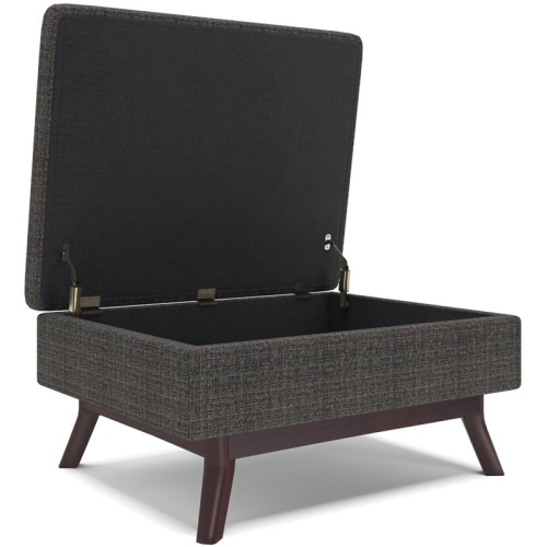 Simpli Home Owen 34" Upholstered Modern Coffee Table Ottoman in Ebony
