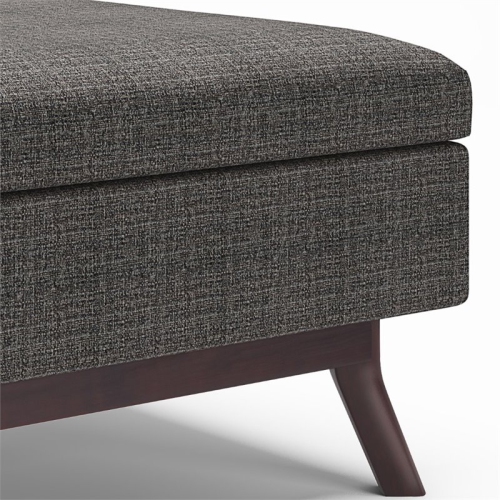 Simpli Home Owen 34" Upholstered Modern Coffee Table Ottoman in Ebony