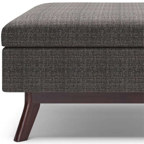 Simpli Home Owen 34" Upholstered Modern Coffee Table Ottoman in Ebony