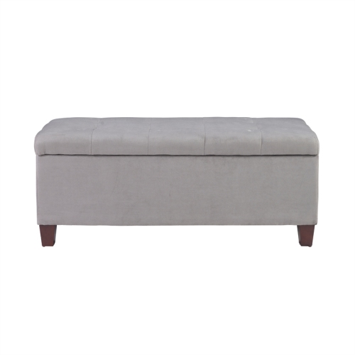 Linon Carmen Wood Upholstered Shoe Storage Ottoman in Gray
