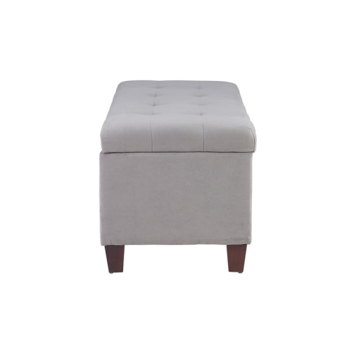 Linon Carmen Wood Upholstered Shoe Storage Ottoman in Gray