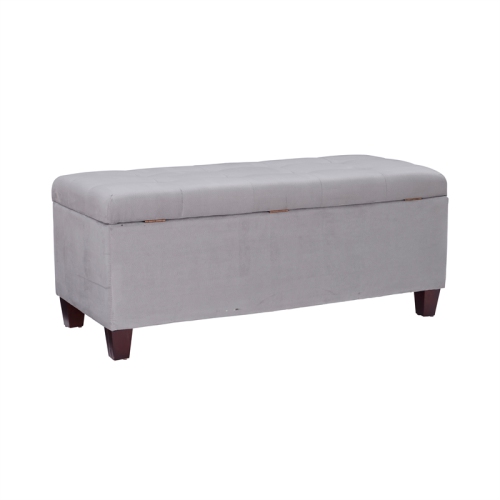 Linon Carmen Wood Upholstered Shoe Storage Ottoman in Gray