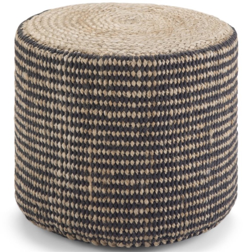 SIMPLI HOME  Larissa Boho Round Braided Pouf In Natural Jute