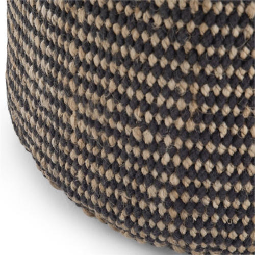 Simpli Home Larissa Boho Round Braided Pouf in Natural Jute