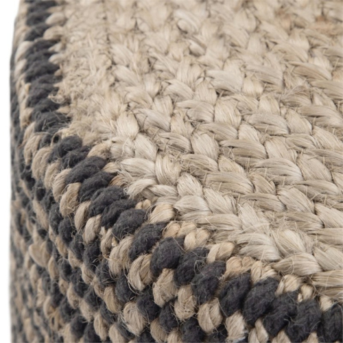 Simpli Home Larissa Boho Round Braided Pouf in Natural Jute