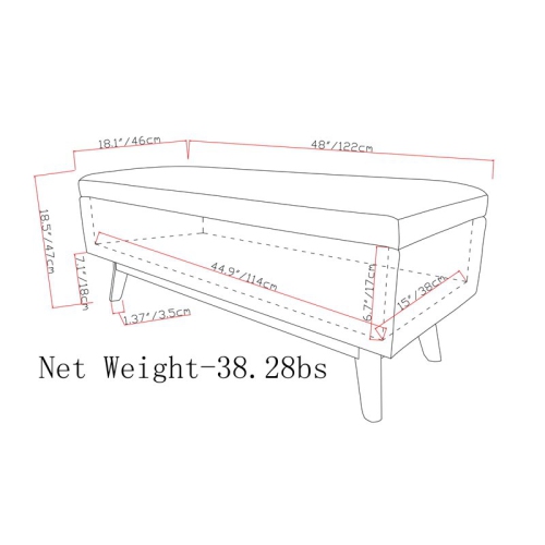 Simpli Home Owen 48" Faux Leather Rectangular Storage Ottoman in Midnight Black