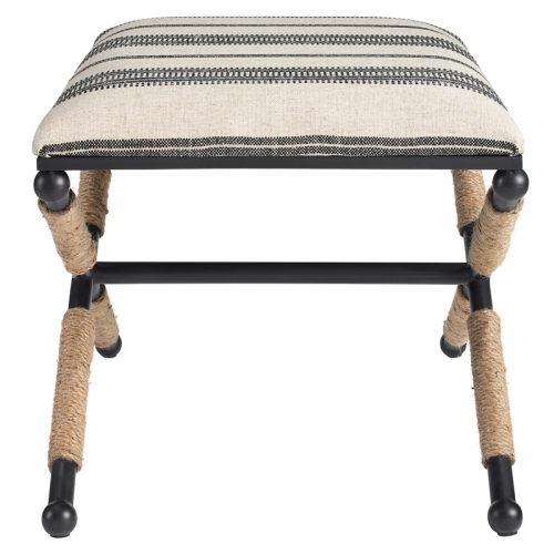 Linon Anna Metal Upholstered Campaign Ottoman in Black