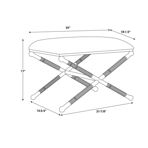 Linon Anna Metal Upholstered Campaign Ottoman in Black