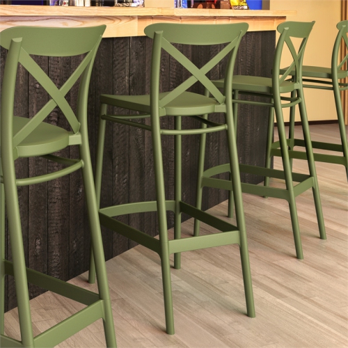 Compamia Cross Indoor Outdoor Bar Stool Olive Green