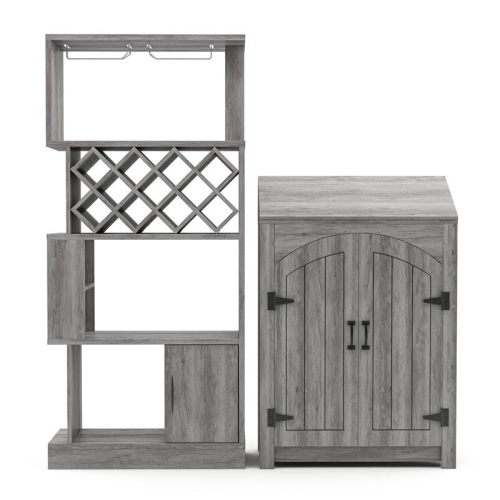 FURNITURE OF AMERICA  Kinly Wood 2-Piece Shoe Cabinet And Wine Rack In In Gray