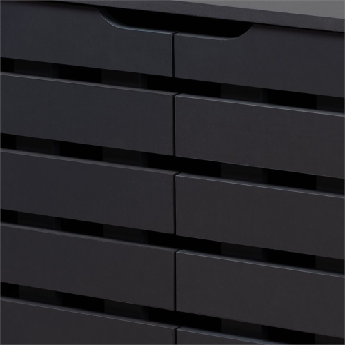 Baxton Studio Contemporary Shirley 2-Door Wood Shoe Cabinet in Dark Gray