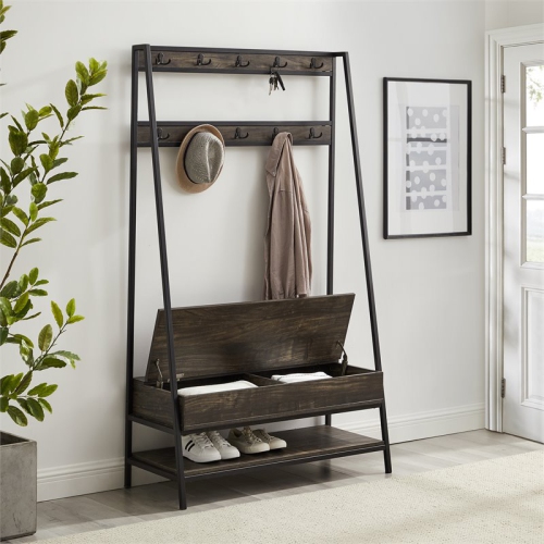 Crosley Furniture Jacobsen Modern Wood Hall Tree in Brown/Black