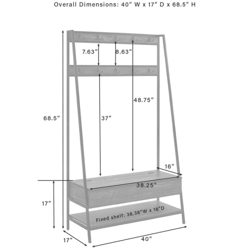 Crosley Furniture Jacobsen Modern Wood Hall Tree in Brown/Black