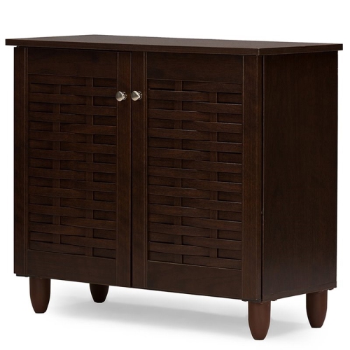 Bowery Hill 2 Door Shoe Cabinet in Dark Brown