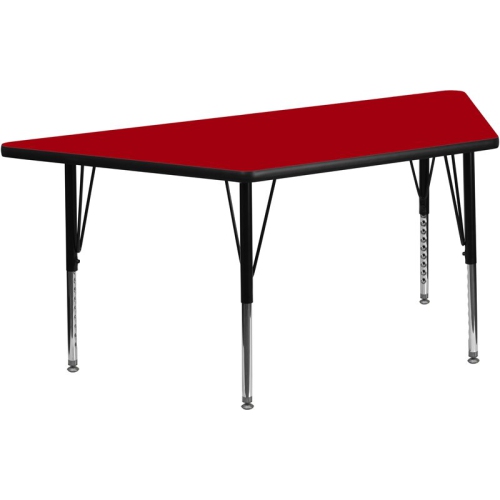 Flash Furniture – Table d’activités à surface thermofusionnée, trapèze, 26 x 58 po, rouge