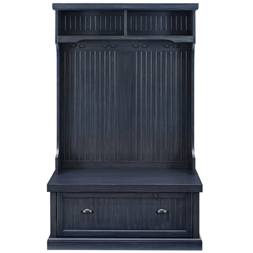 Crosley Seaside 4 Hook Hall Tree in Distressed Navy