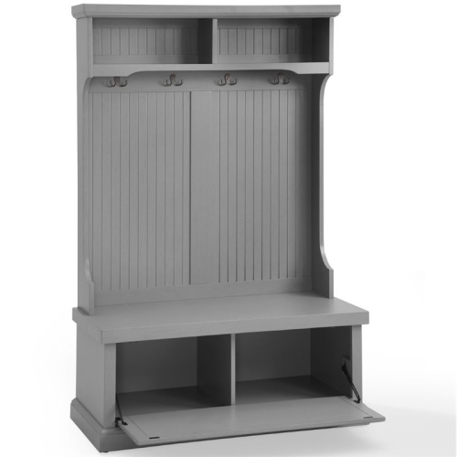Crosley Seaside Wooden Coastal Hall Tree in Distressed Gray