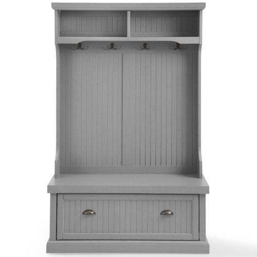 Crosley Seaside Wooden Coastal Hall Tree in Distressed Gray