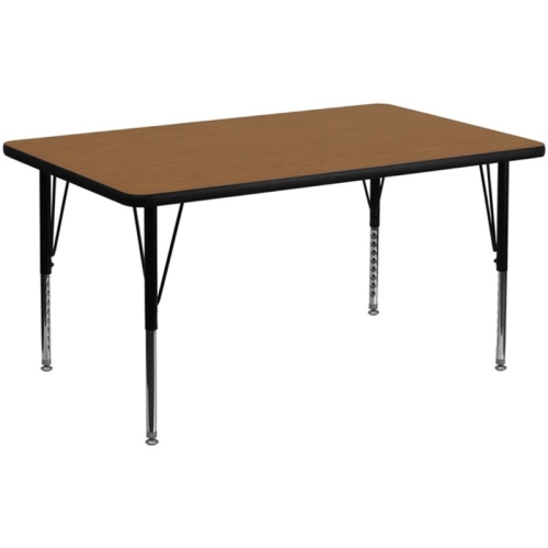 Flash Furniture 26" x 48" x 30" Thermal Fused Laminate Top Activity Table in Oak