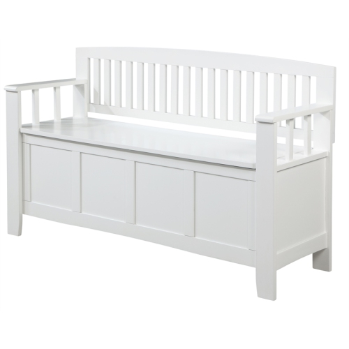 LINON  Cynthia Wood Storage Bench In White