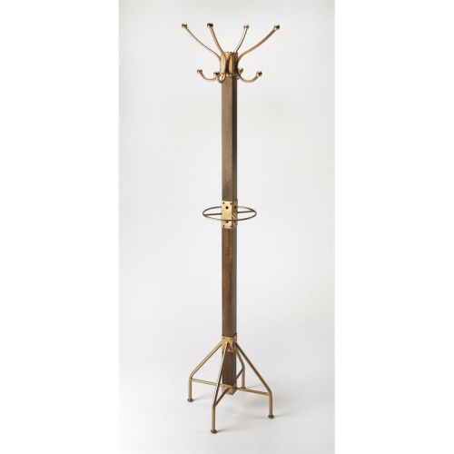 Butler Specialty Company Logan Wood Coat Rack/Tree - Brown / Gold