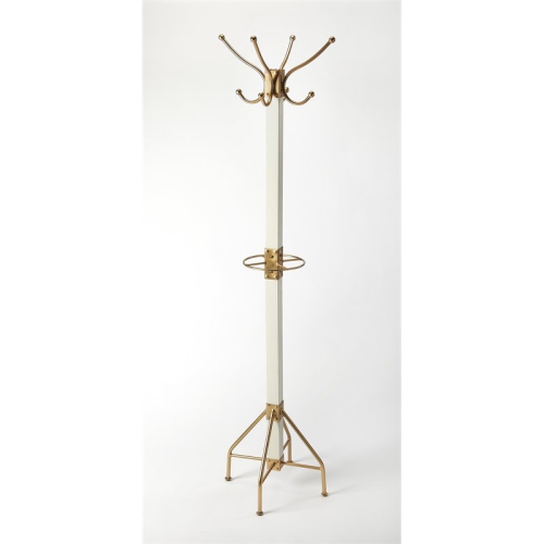 BUTLER SPECIALTY  Company Logan Wood Coat Rack/tree - White / Gold