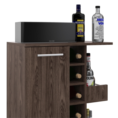 Bowery Hill Contemporary Bar Cart Cabinet in Weathered Oak