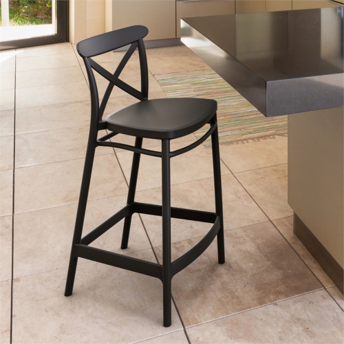 Compamia Cross Indoor Outdoor Counter Stool Black