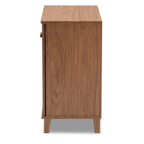 Bowery Hill Contemporary Wood 4-Shelf Shoe Cabinet in Walnut Brown