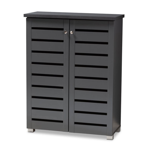 BAXTON STUDIO  Adalwin 2-Door Wood Entryway Shoe Cabinet In Dark In Gray