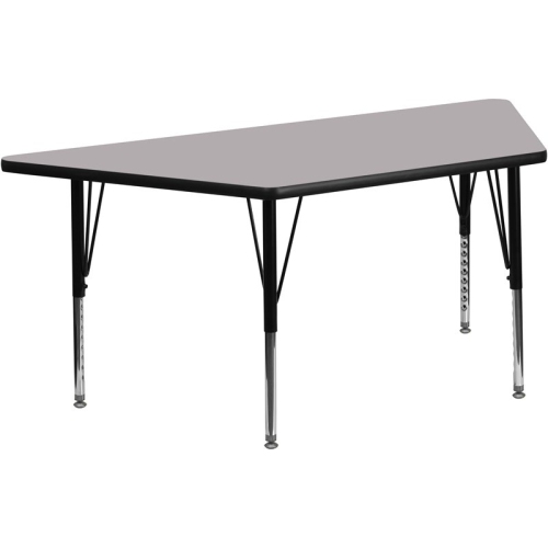 Flash Furniture 26" x 58" Trapezoid Thermal Fused Top Activity Table in Gray