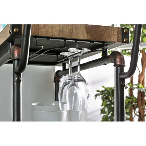 Furniture of America Sulema Industrial Metal 3-Tier Bar Cart in Sand Black