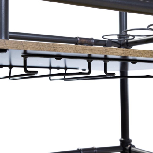 Furniture of America Byson Industrial Metal Bar Cart in Sand Black