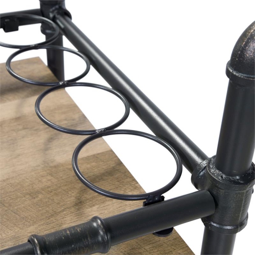 Furniture of America Byson Industrial Metal Bar Cart in Sand Black