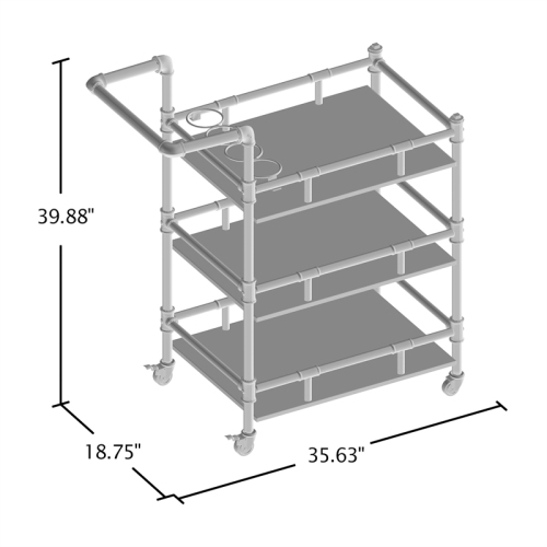 Furniture of America Byson Industrial Metal Bar Cart in Sand Black