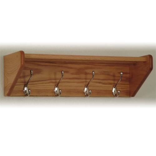 Wooden Mallet 4 Hook Shelf Nickel/Light Oak