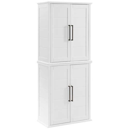 Crosley Furniture Bartlett 2 Piece Tall Wooden Stackable Storage Pantry in White