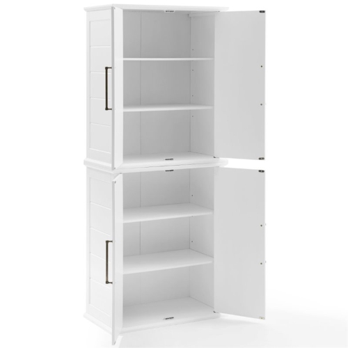Crosley Furniture Bartlett 2 Piece Tall Wooden Stackable Storage Pantry in White