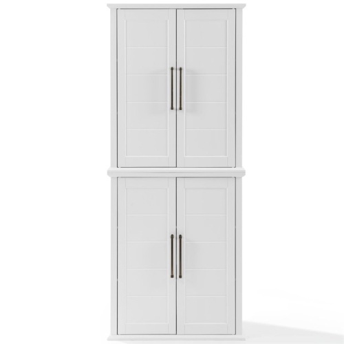 Crosley Furniture Bartlett 2 Piece Tall Wooden Stackable Storage Pantry in White