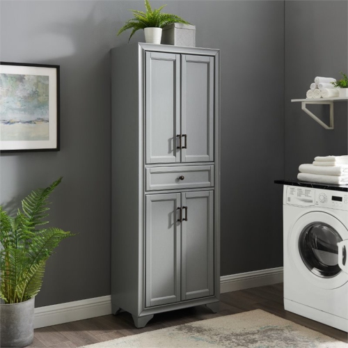 Crosley Tara 4 Door Pantry in Distressed Gray