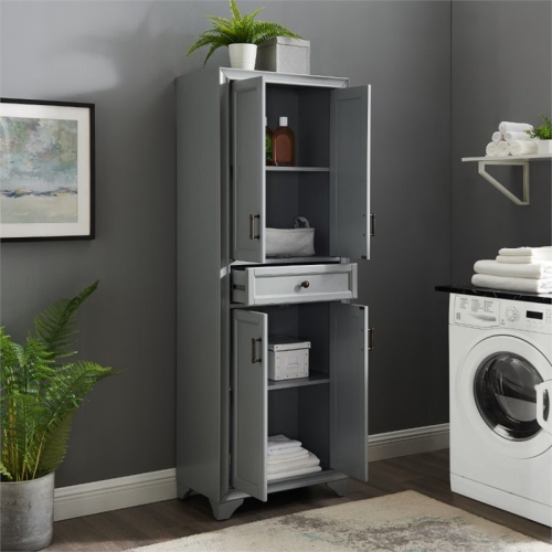 Crosley Tara 4 Door Pantry in Distressed Gray