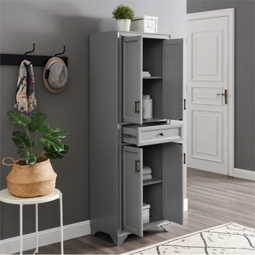 Crosley Tara 4 Door Pantry in Distressed Gray