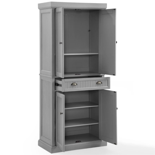 Crosley Seaside Wooden Coastal Pantry in Distressed Gray