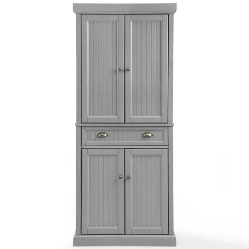 Crosley Seaside Wooden Coastal Pantry in Distressed Gray