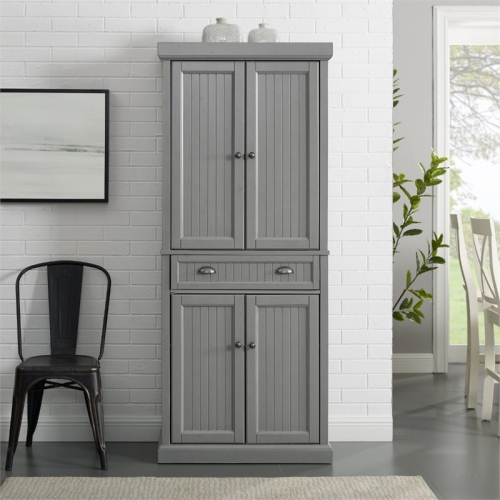 Crosley Seaside Wooden Coastal Pantry in Distressed Gray