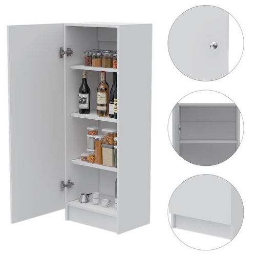 Bowery Hill Contemporary 47" High Pantry Cabinet in White
