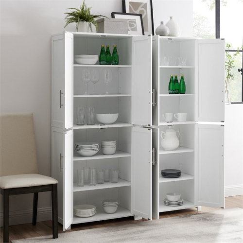 Crosley Savannah Tall Wooden Shaker Pantry in White