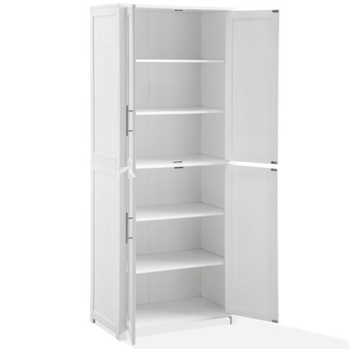 Crosley Savannah Tall Wooden Shaker Pantry in White