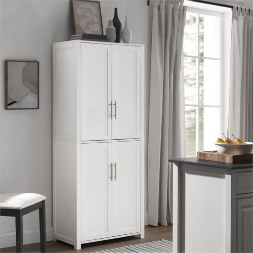 Crosley Savannah Tall Wooden Shaker Pantry in White