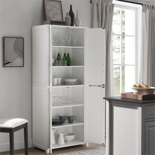 Crosley Savannah Tall Wooden Shaker Pantry in White